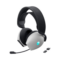 Alienware Tri-Mode Wireless Gaming Headset AW725H - Wired/Wireless, Bluetooth 5.3, Audio Output - 20 Hz, Mini-Phone (3.5mm), Battery Talk Time Up to 55 Hrs (Bluetooth), Lunar Light